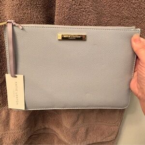 Periwinkle Cosmetic Bag with Textured Finish and Gold Accents